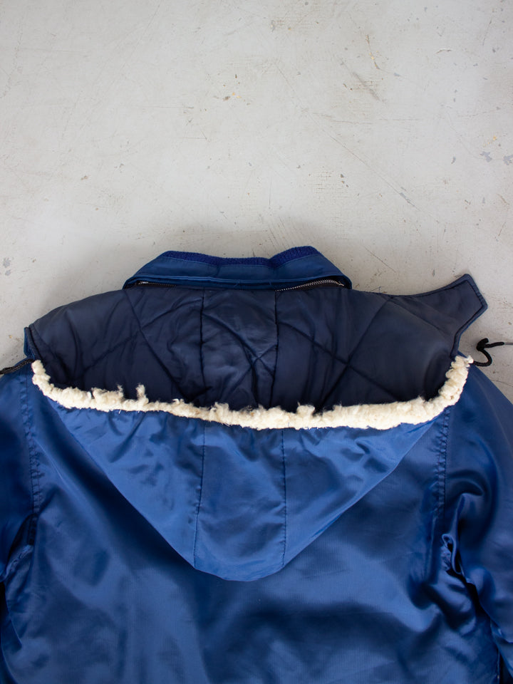 1970's Golden Goose Blue Feather and Down Winter Jacket Made in Canada (Medium)