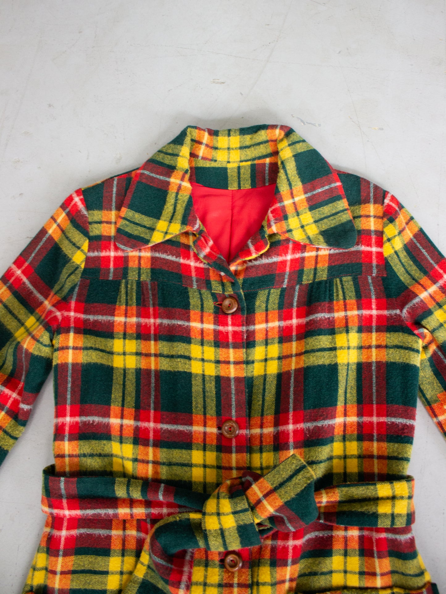 1970's Plaid Flannel Jacket with Belted Waist (Small)