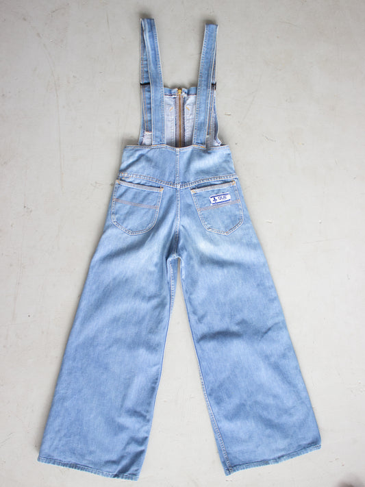 1970's Quebec Light Wash Flared Denim Overalls Made in Canada (Small-Medium)