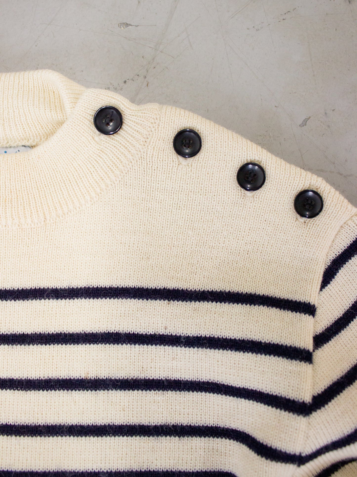 Vintage 1970's Saint James Striped Wool Sweater Breton Fishermans Style Made in France ( Small X Small)