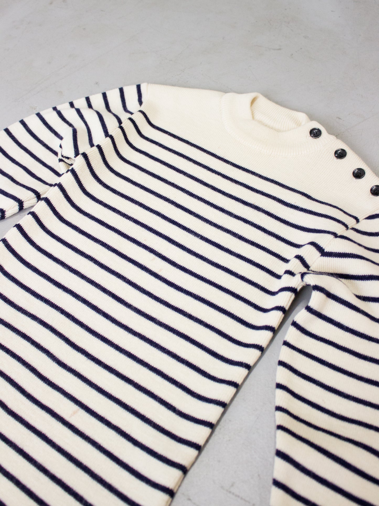 Vintage 1970's Saint James Striped Wool Sweater Breton Fishermans Style Made in France ( Small X Small)