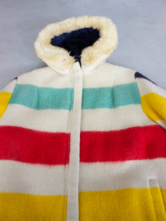 1970's The Hudson's Bay Company Wool Blanket Reversible Coat Made in Canada (Medium-Large)