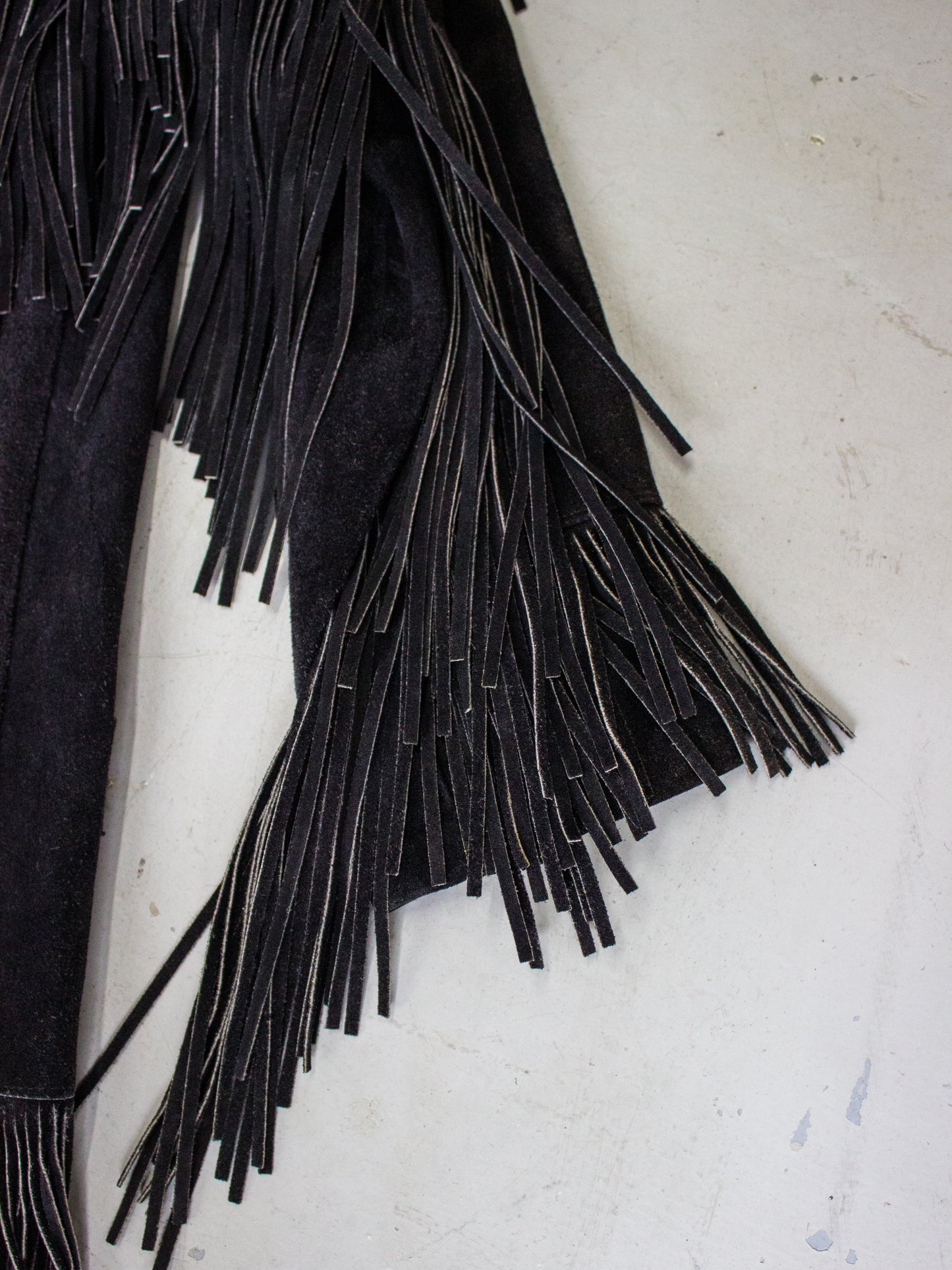 1970's Lariat Western Black Suede Fringe Jacket Made in USA (Men's Medium)