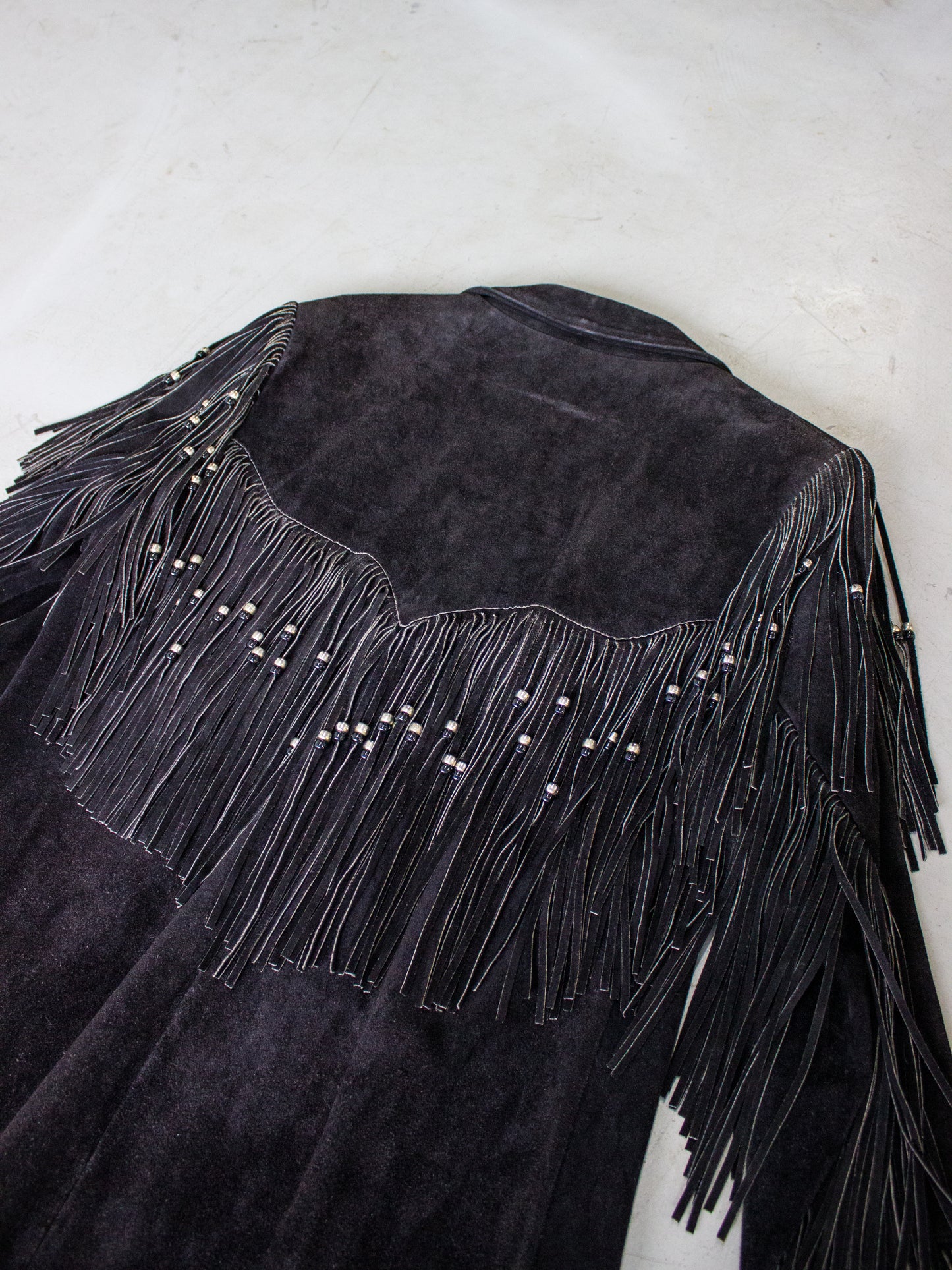 1970's Lariat Western Black Suede Fringe Jacket Made in USA (Men's Medium)
