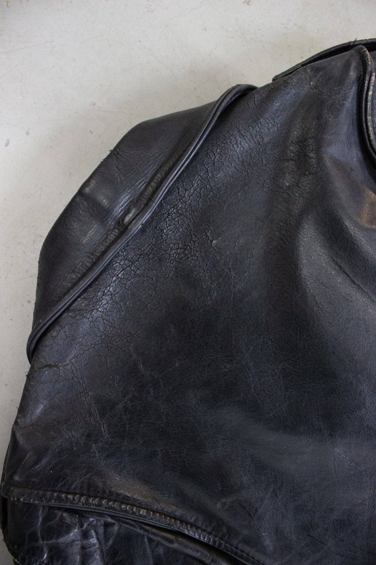 1980's Branded of Queens W-Style Black Cowhide Moto Jacket Made in New York USA (Men's Medium)