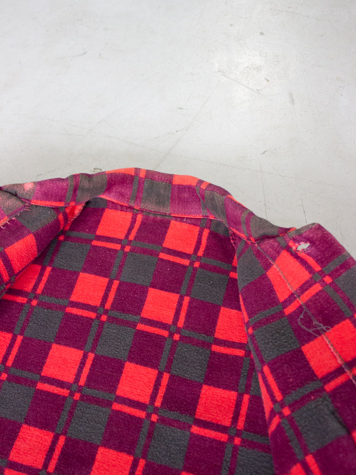 1980's Champion Plaid Flannel Cotton Shirt Jacket (Small-Medium)