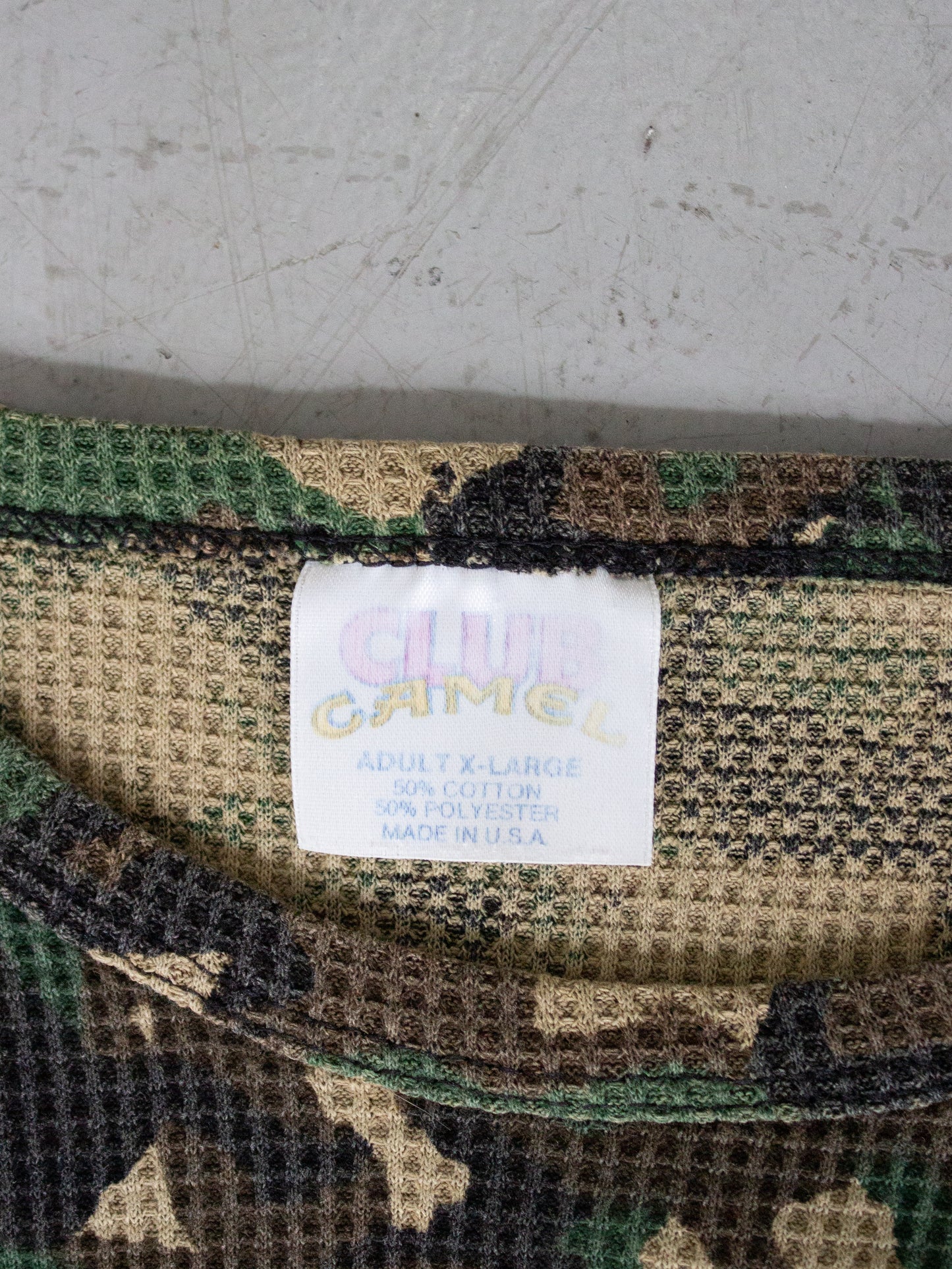 1980's Club Camel Cigarettes Camo Thermal Shirt Made In USA (Small-Medium)