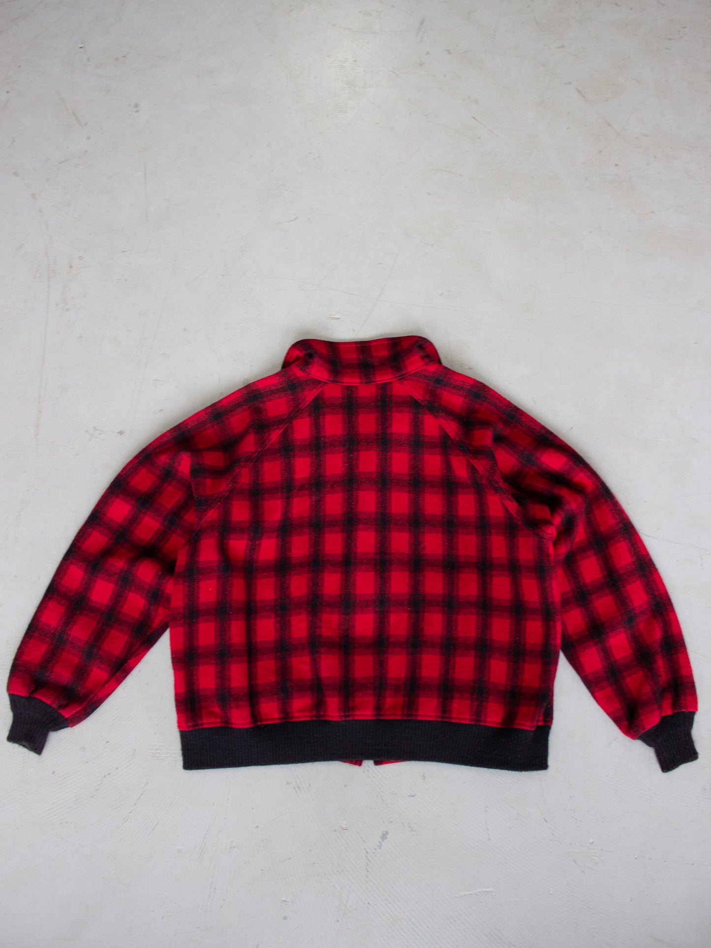 1980's L.L. Bean Buffalo Plaid Flannel Wool Bomber Jacket (Large-X Large)