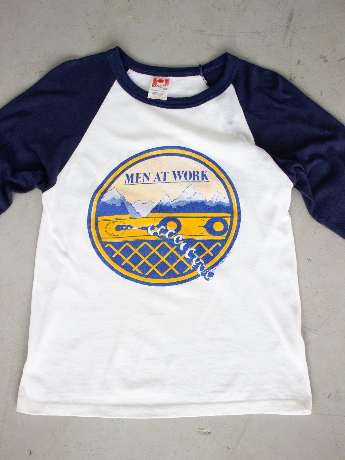 1980's Men At Work 'Business As Usual' Raglan Tour Tee (Small XSmall)
