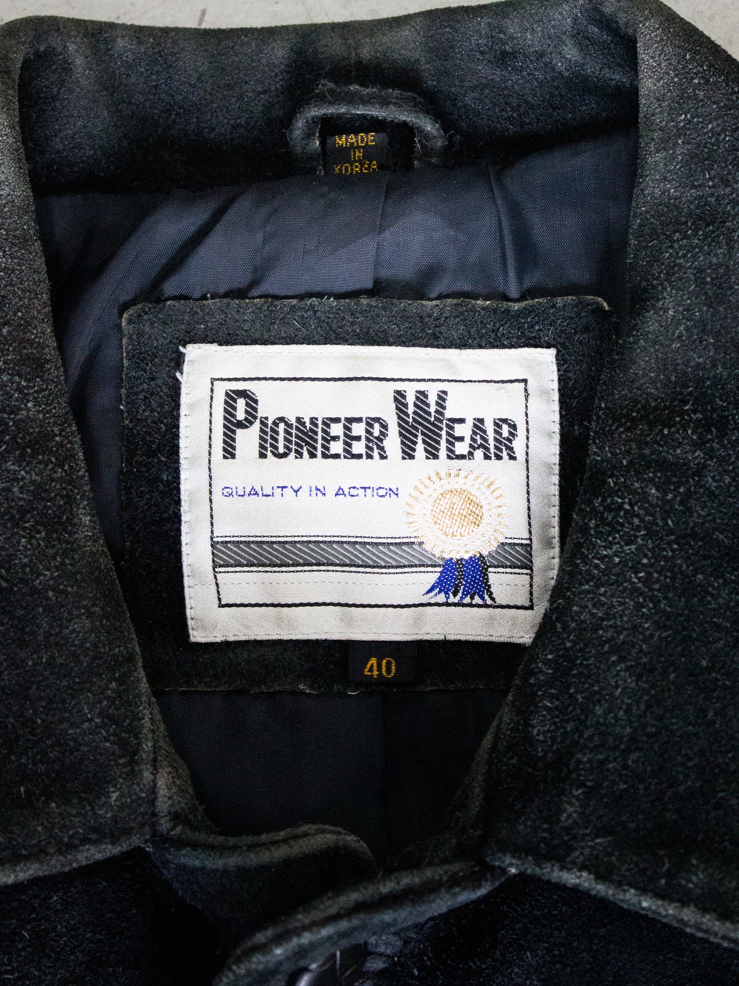 1980's Pioneer Wear Black Suede Fringe Western Jacket (Men's Medium)