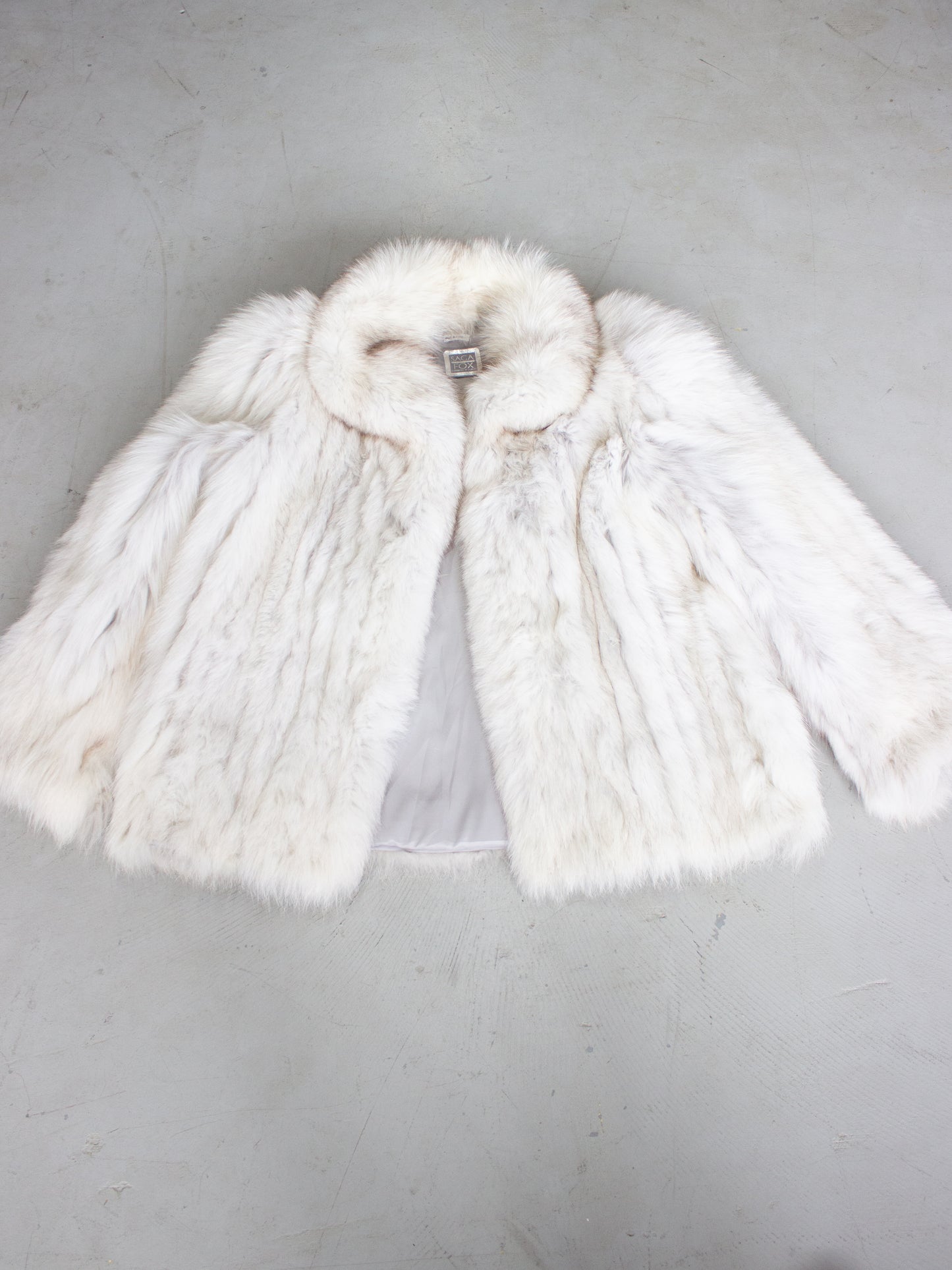 1980's Silver Fox Fur Coat by Saga Fox (Large)