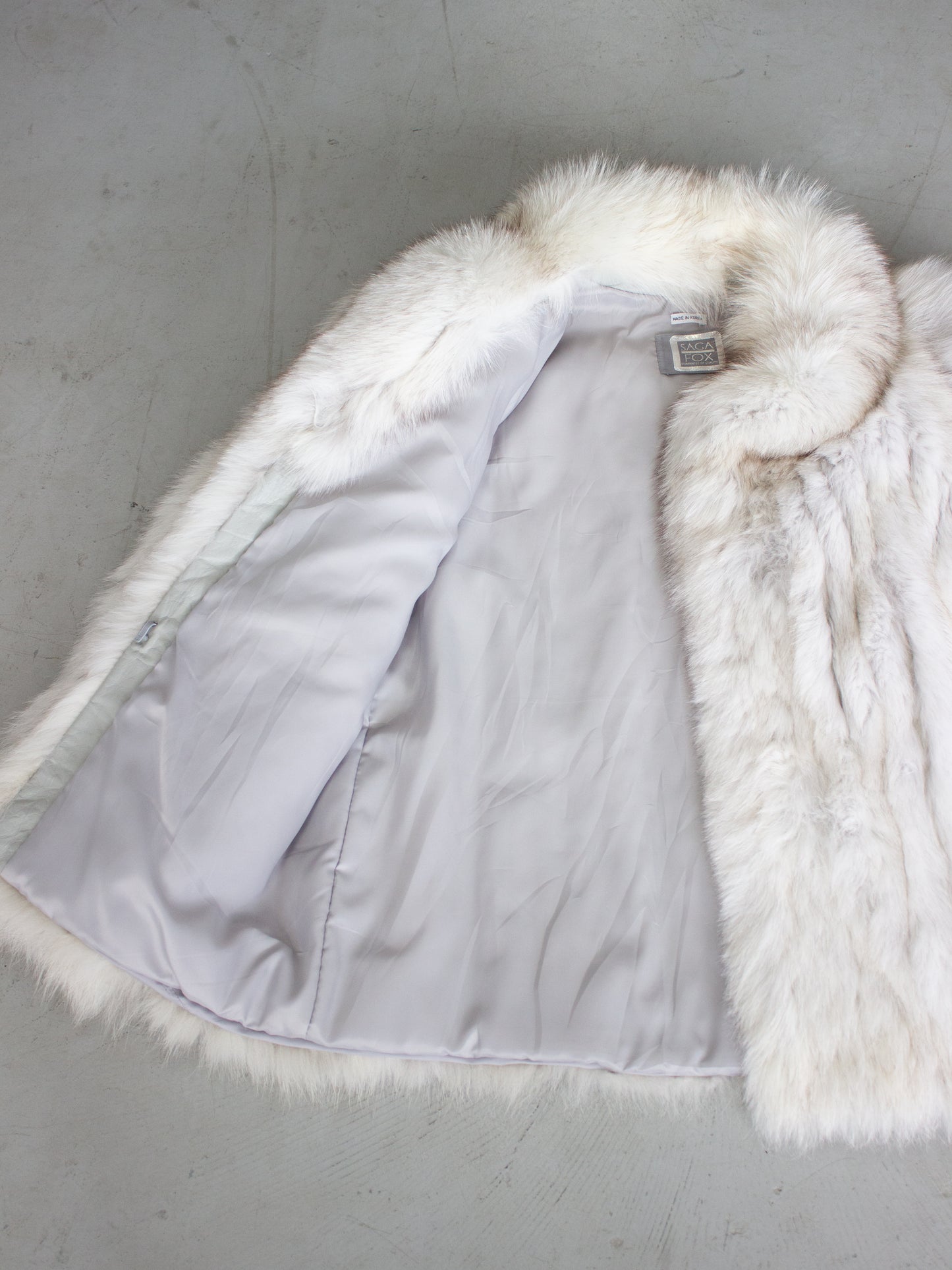 1980's Silver Fox Fur Coat by Saga Fox (Large)
