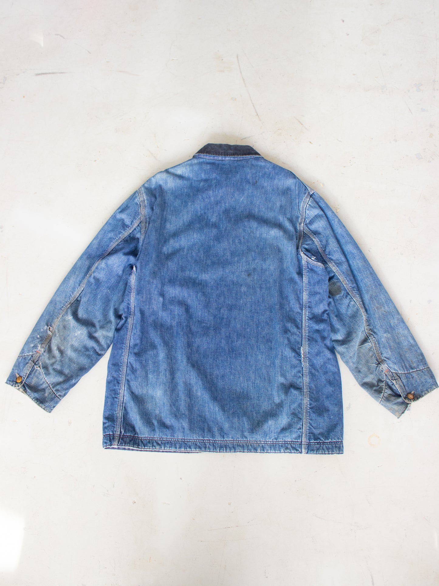 Vintage Blanket Lined Chore Denim Jacket with Striped Wool Lining Medium Large