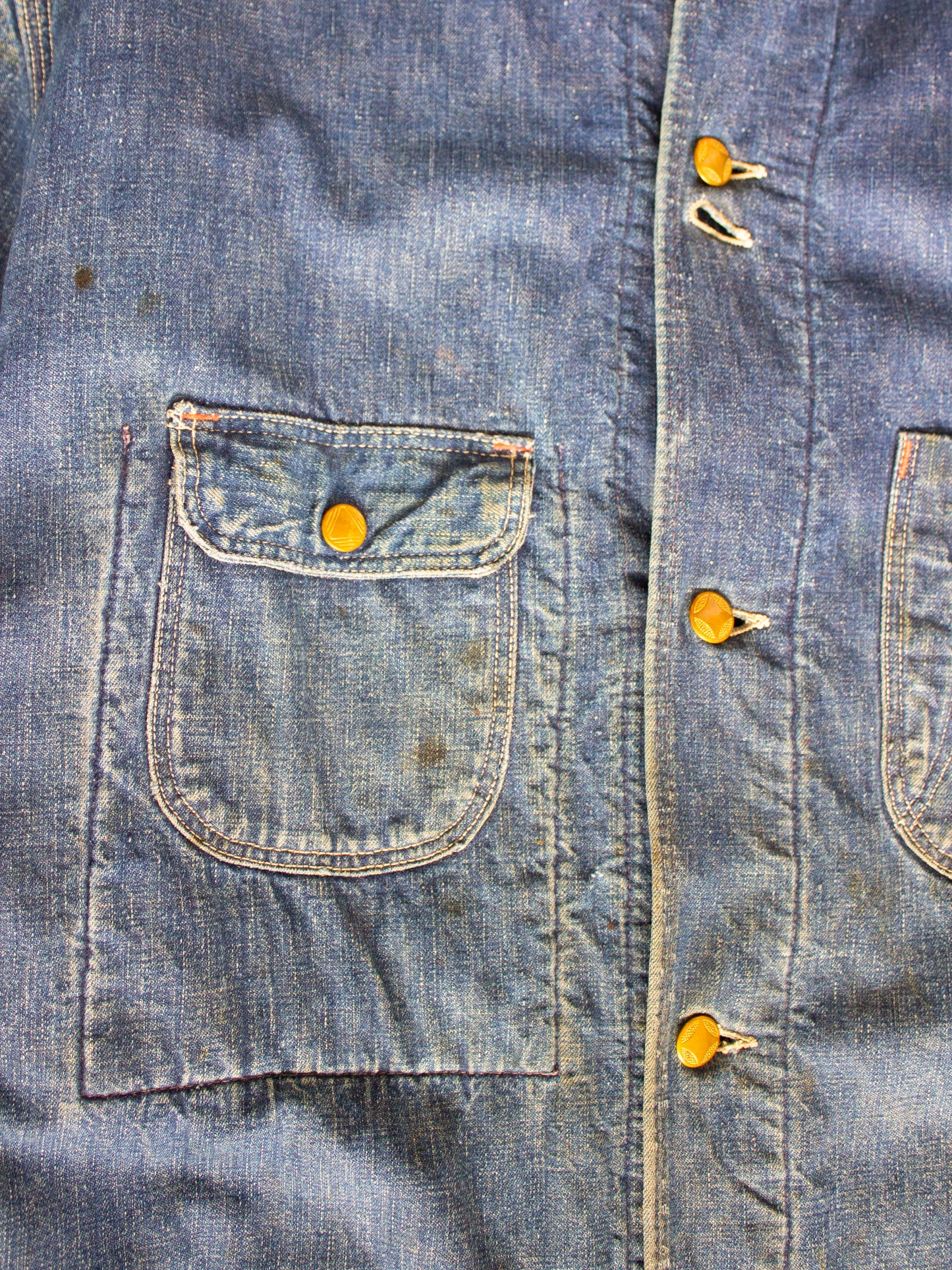 Vintage Blanket Lined Chore Denim Jacket with Striped Wool Lining Medium Large