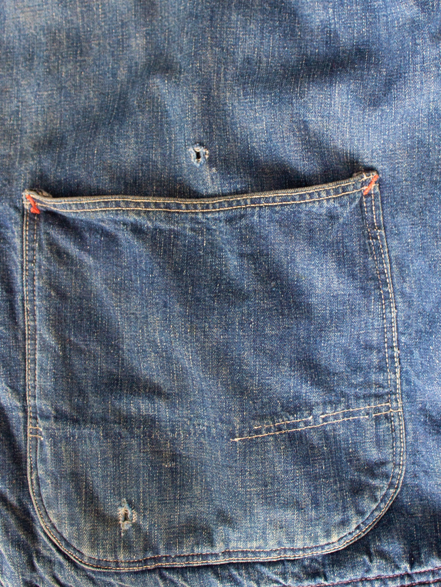 Vintage Blanket Lined Chore Denim Jacket with Striped Wool Lining Medium Large