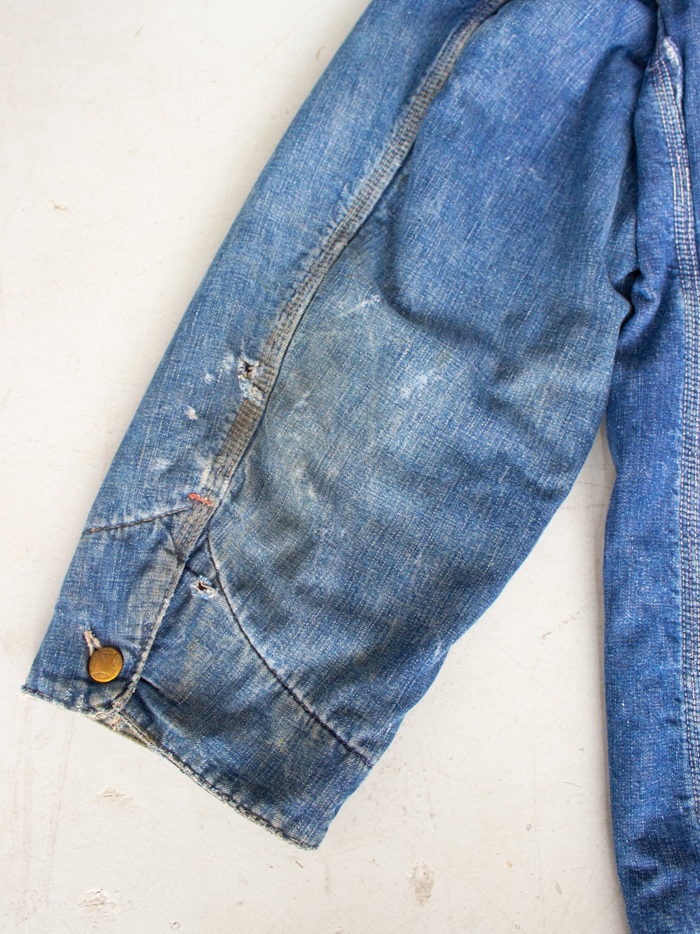 Vintage Blanket Lined Chore Denim Jacket with Striped Wool Lining Medium Large