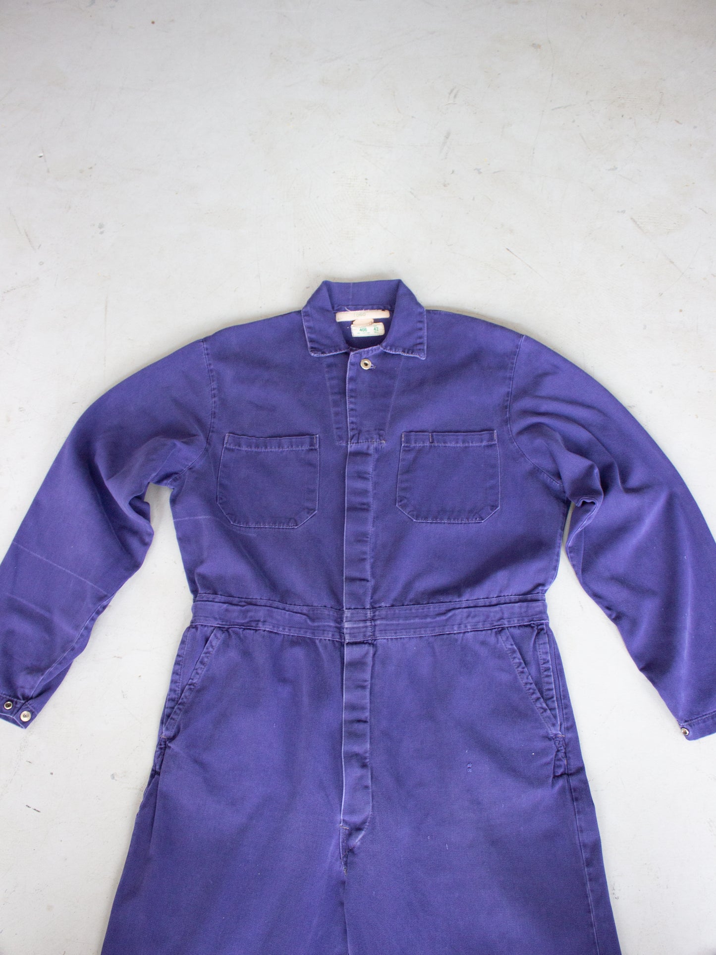 Vintage Blue Cotton Coveralls French Workwear Propriété de Hector Jolicoeur (Medium-Large)