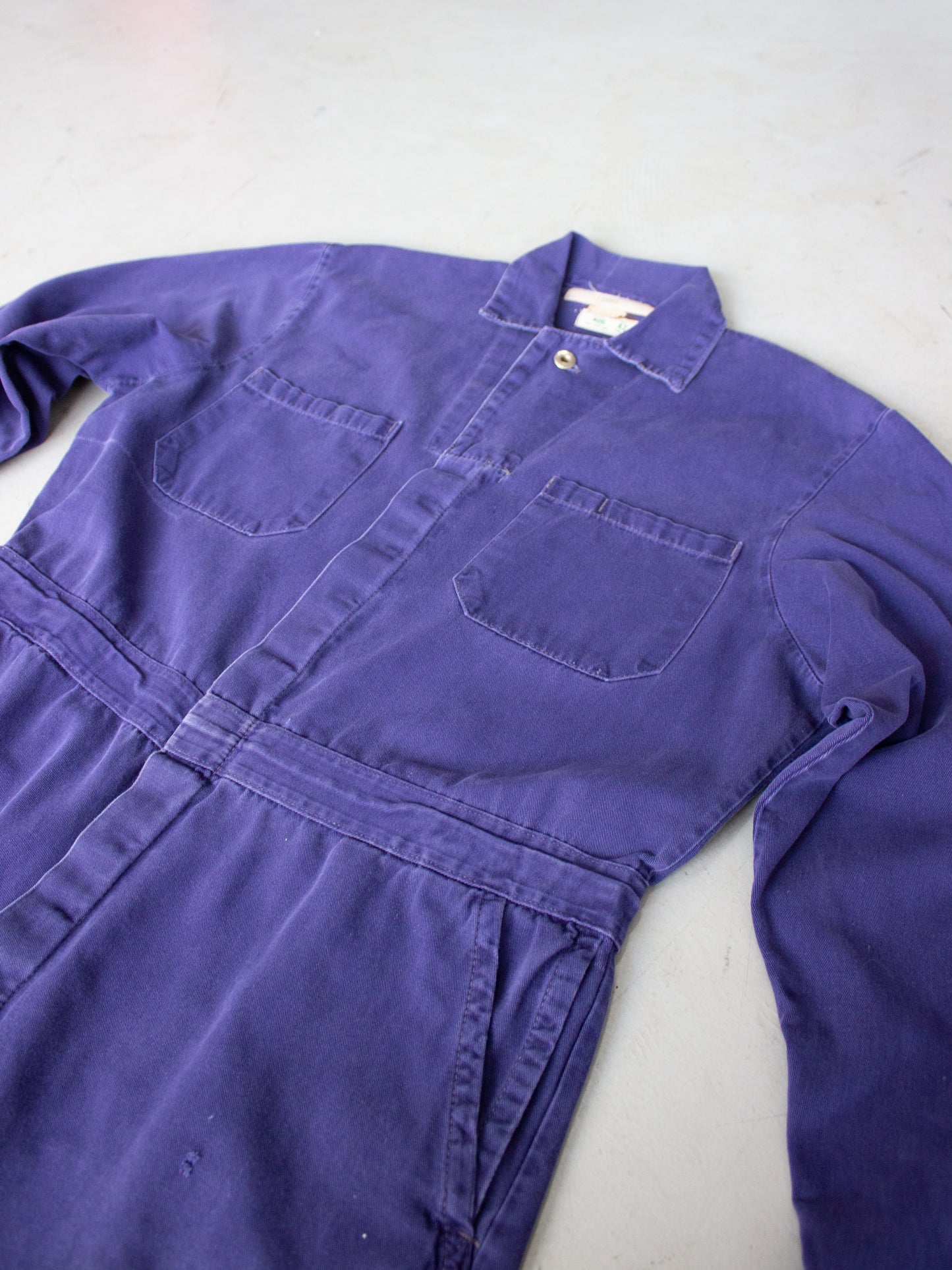 Vintage Blue Cotton Coveralls French Workwear Propriété de Hector Jolicoeur (Medium-Large)