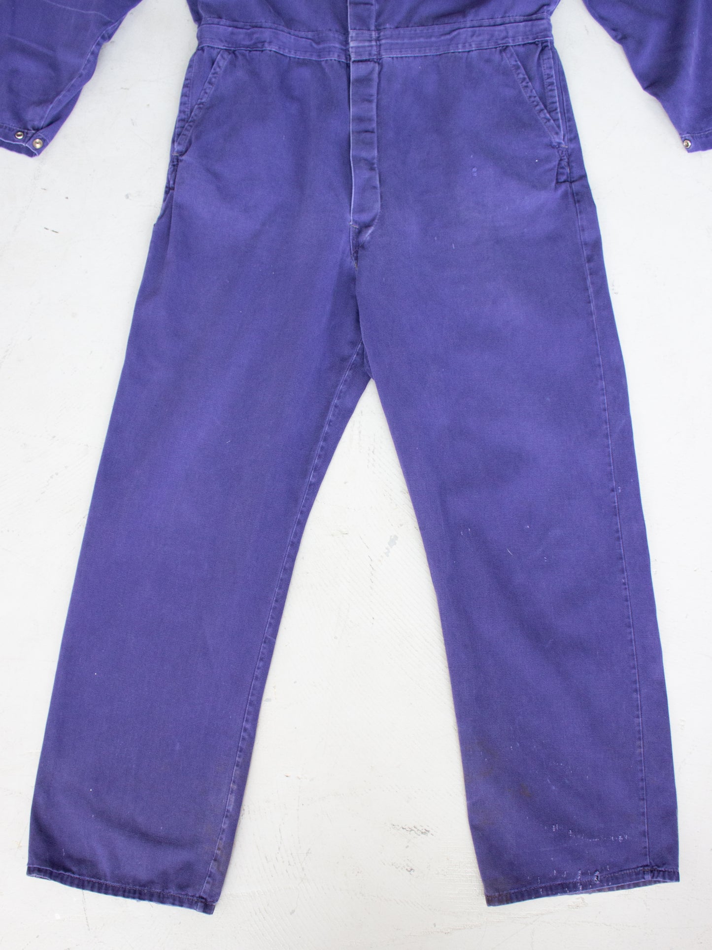 Vintage Blue Cotton Coveralls French Workwear Propriété de Hector Jolicoeur (Medium-Large)
