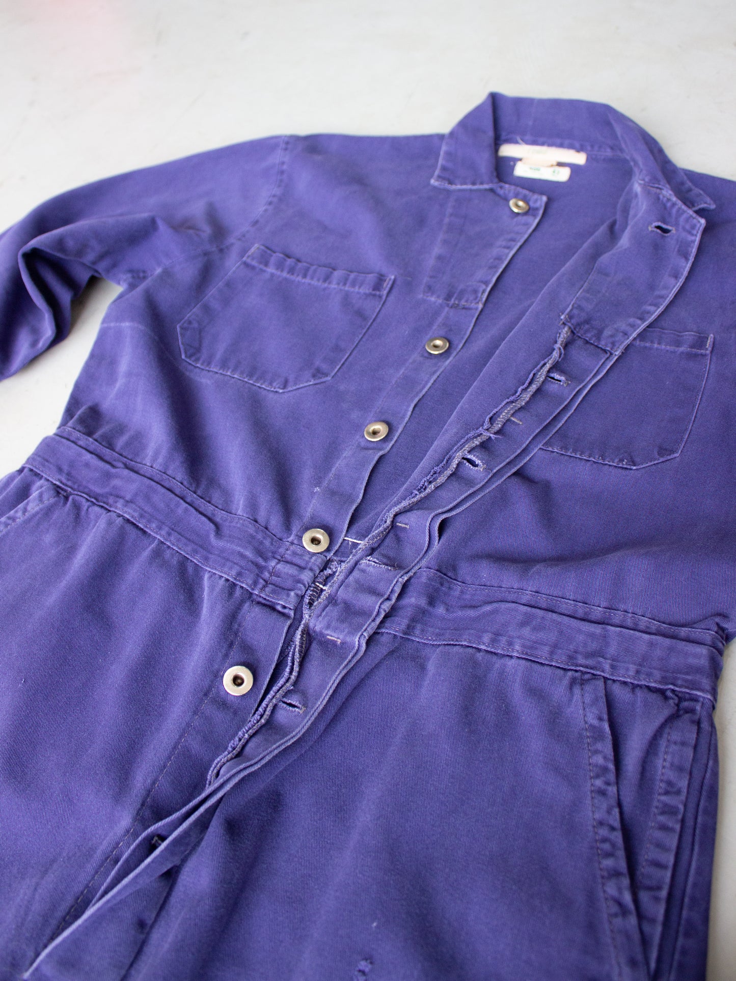 Vintage Blue Cotton Coveralls French Workwear Propriété de Hector Jolicoeur (Medium-Large)