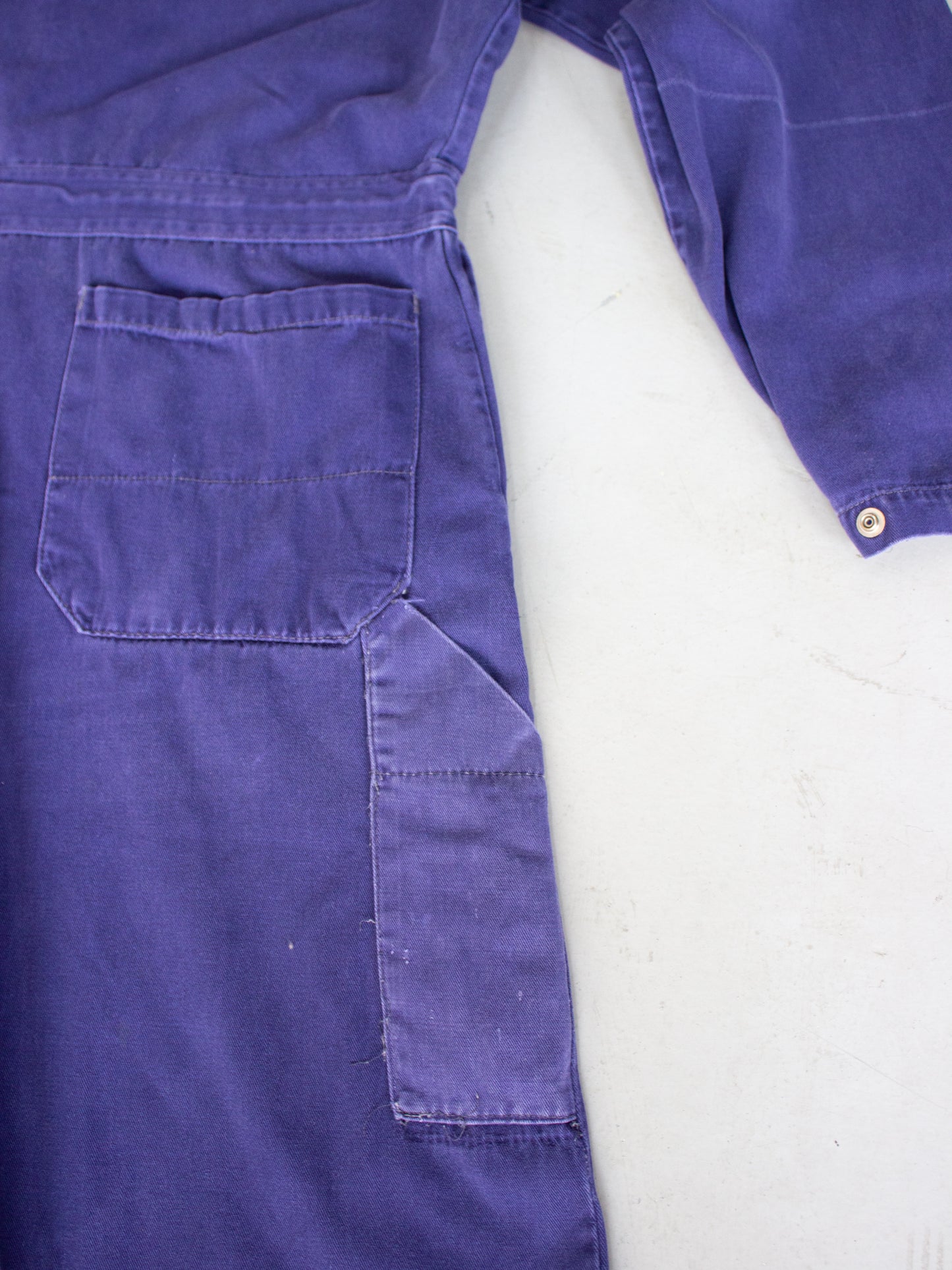 Vintage Blue Cotton Coveralls French Workwear Propriété de Hector Jolicoeur (Medium-Large)