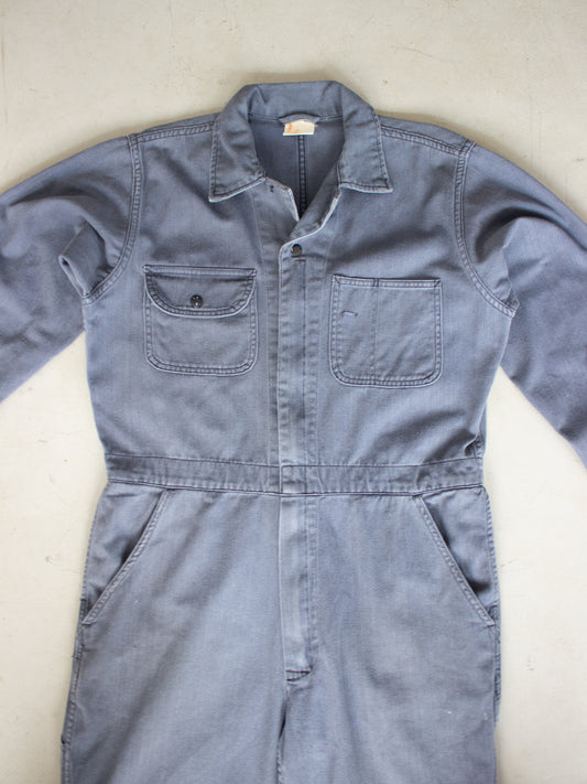 Vintage Blue Cotton Coveralls (Medium)