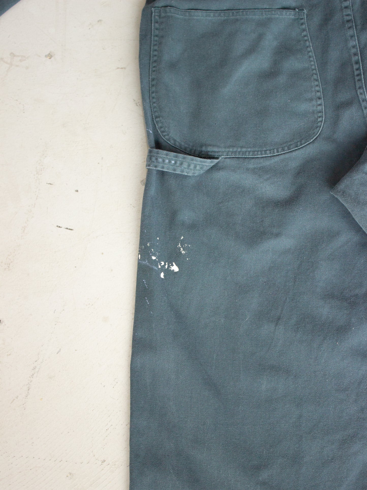 Vintage ETA Green Cotton Coveralls with Paint Splatters (Medium-Large)