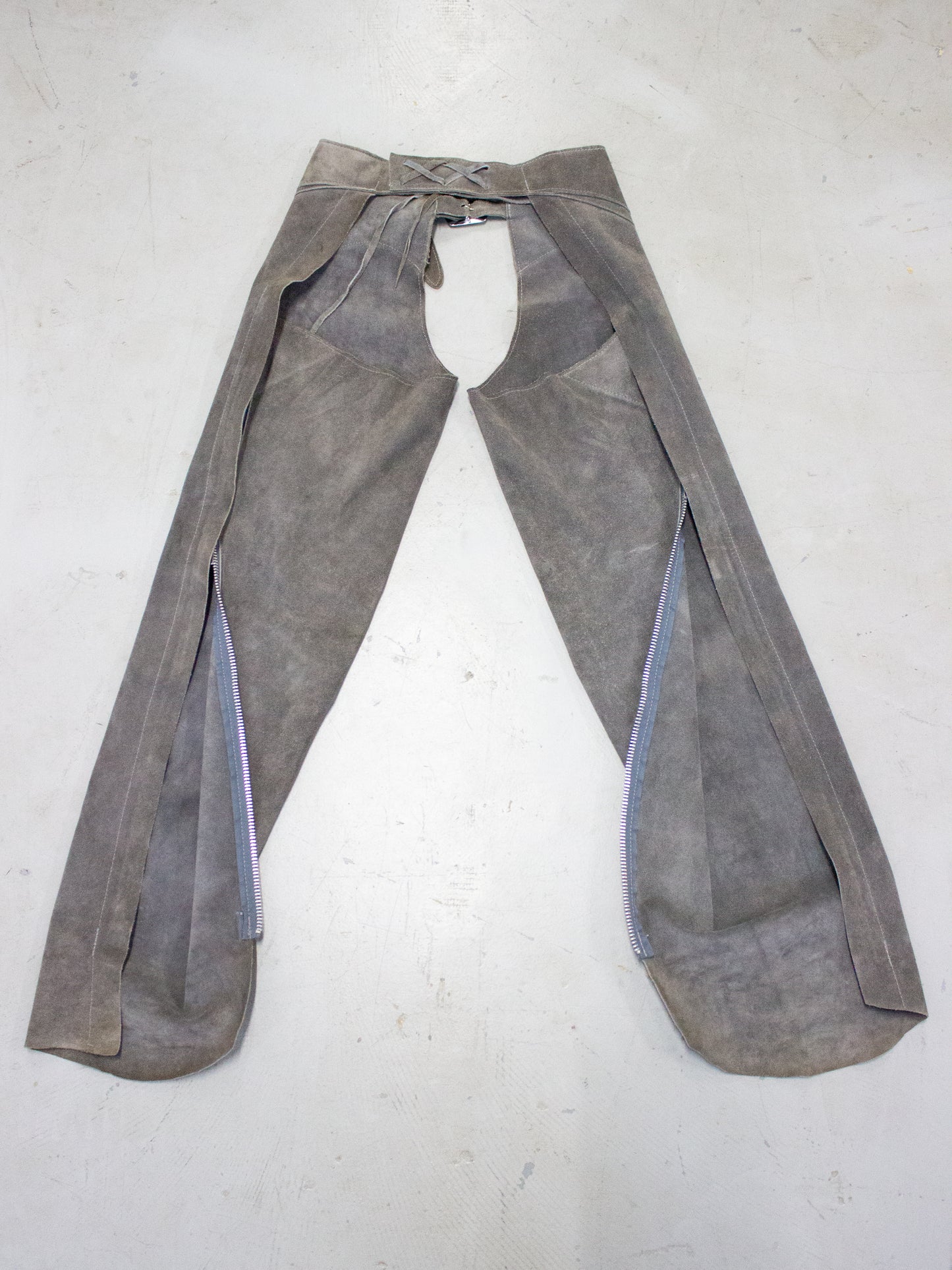 Vintage Gray Suede Western Cowboy Chaps (Medium)