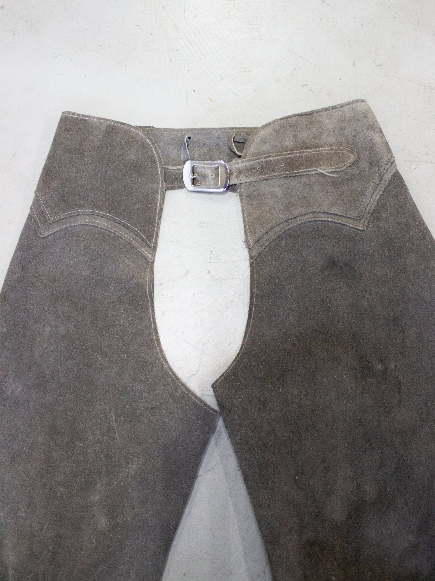 Vintage Gray Suede Western Cowboy Chaps (Medium)