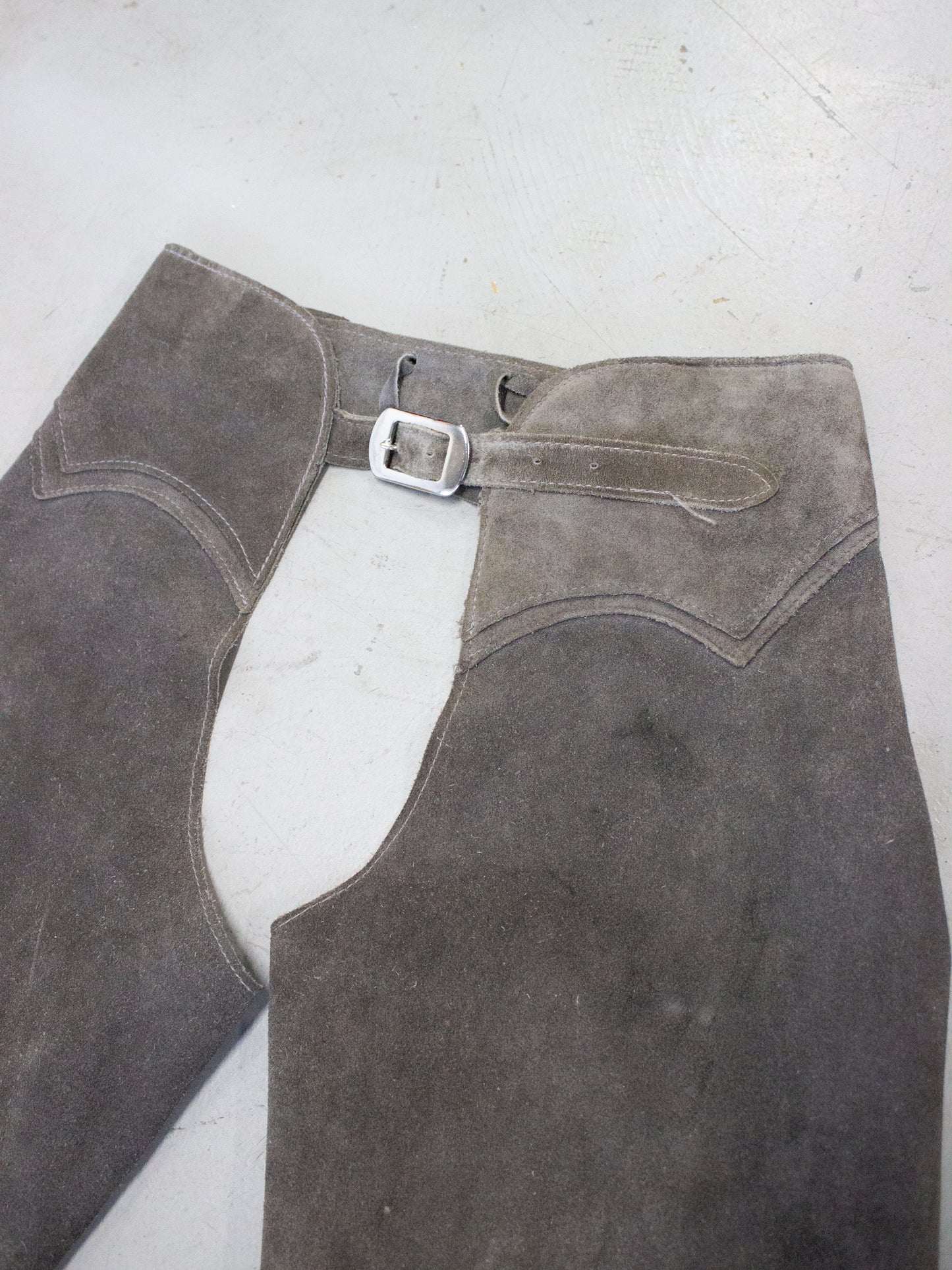 Vintage Gray Suede Western Cowboy Chaps (Medium)