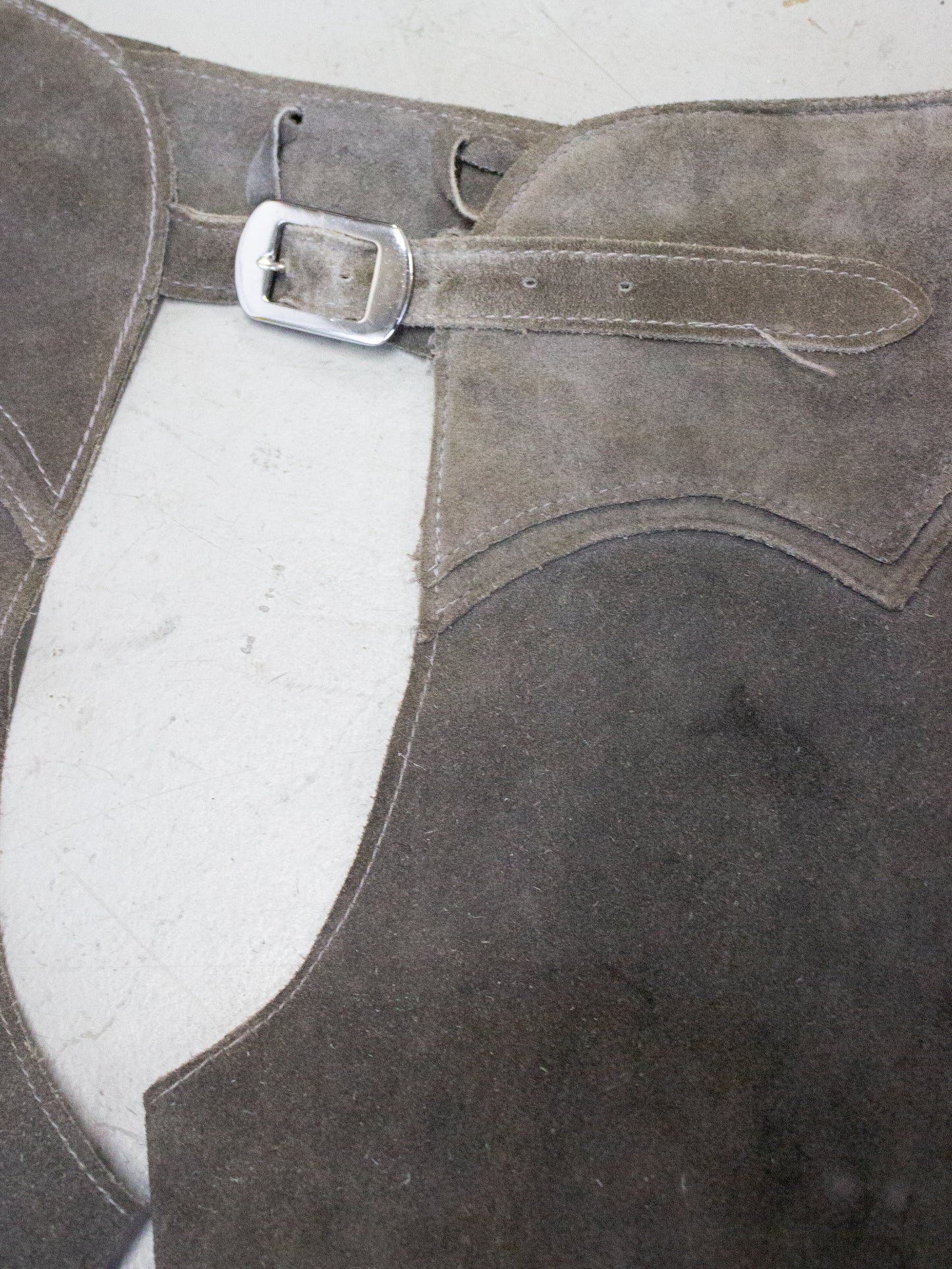 Vintage Gray Suede Western Cowboy Chaps (Medium)