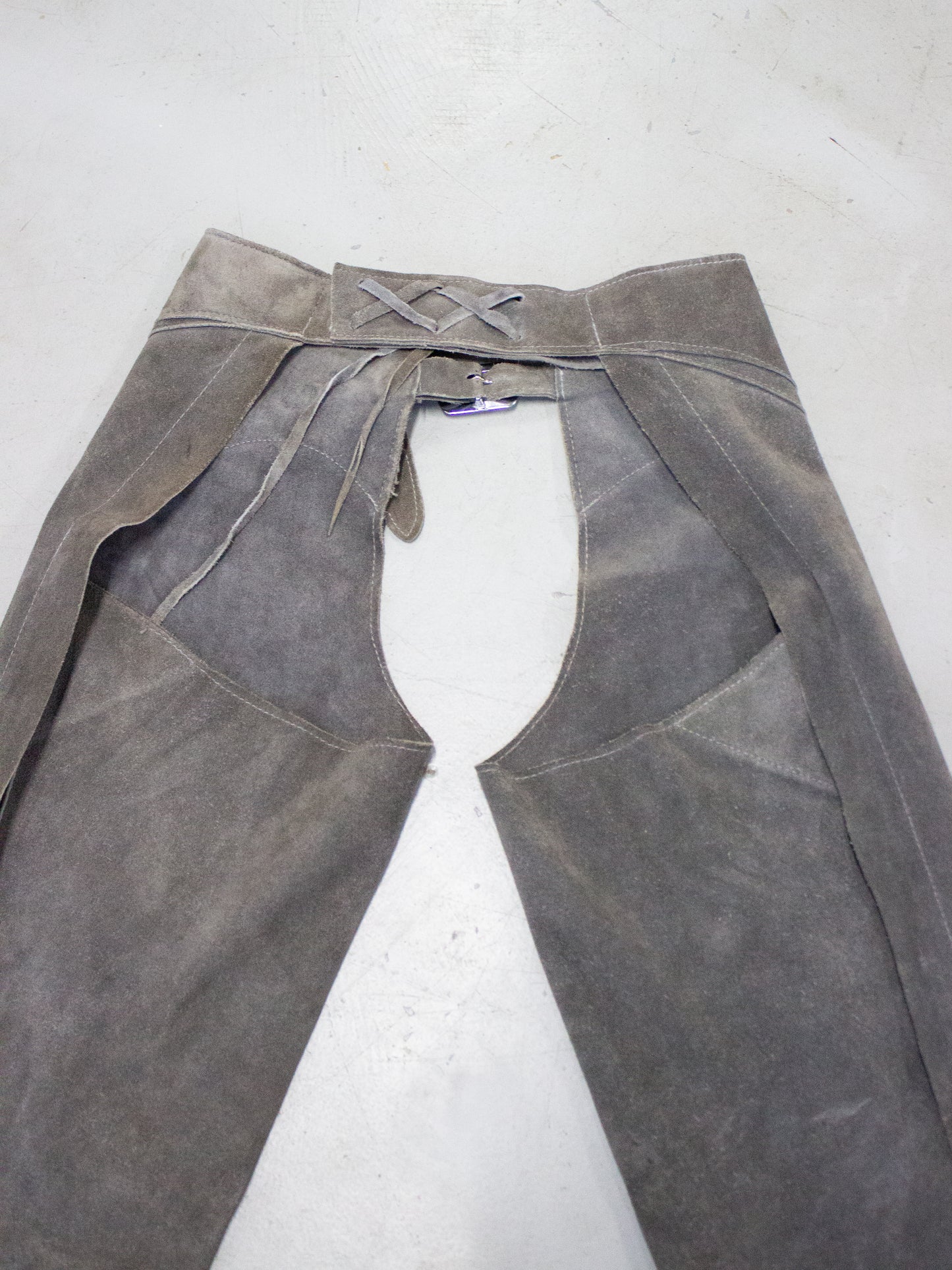 Vintage Gray Suede Western Cowboy Chaps (Medium)