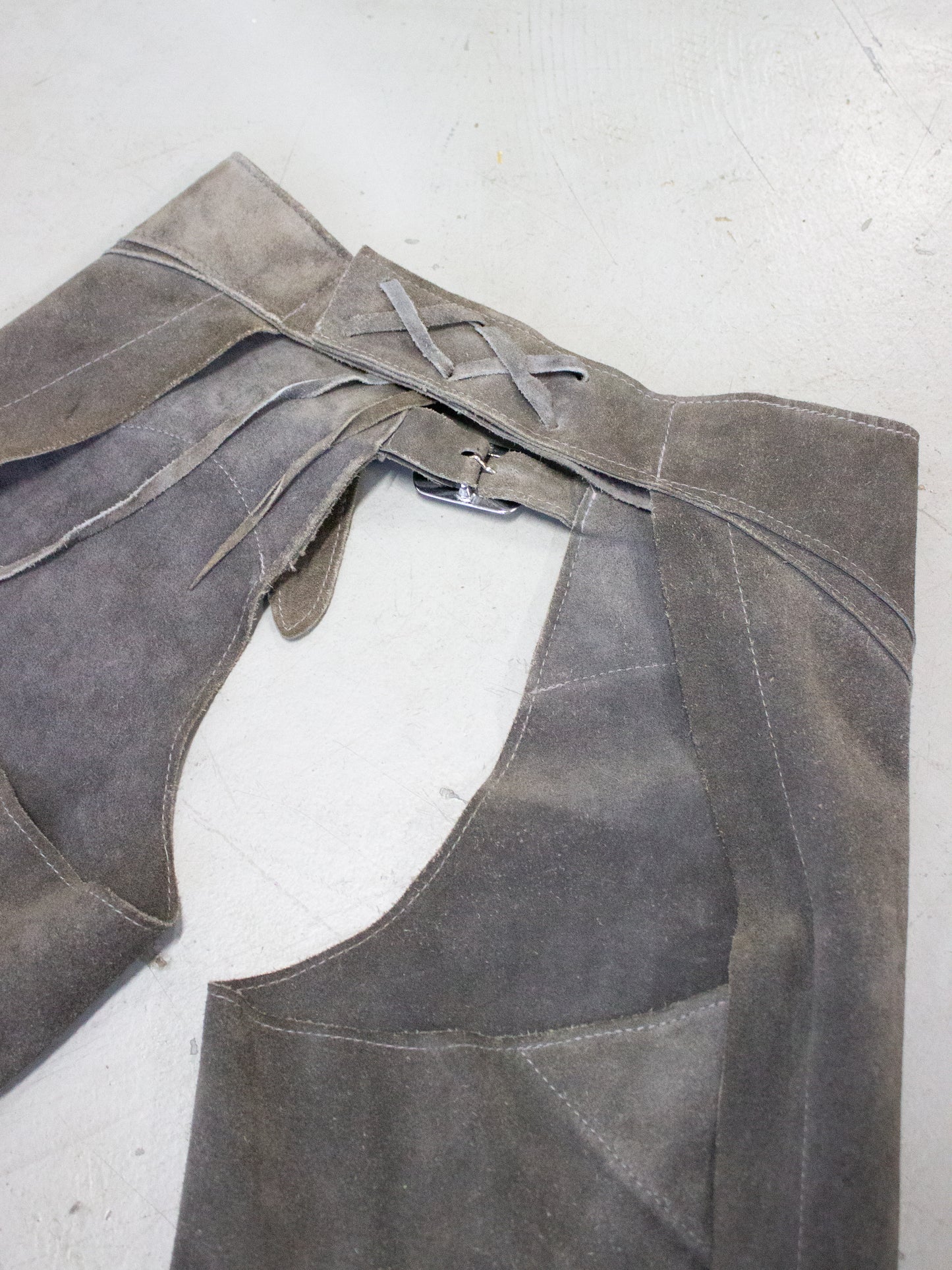 Vintage Gray Suede Western Cowboy Chaps (Medium)