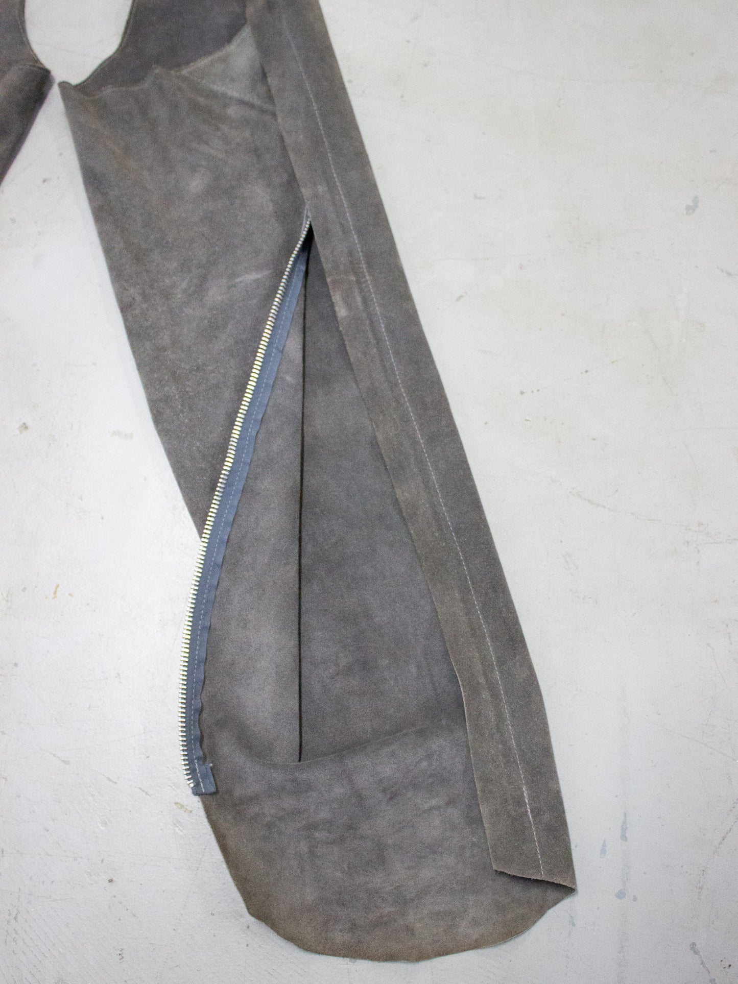 Vintage Gray Suede Western Cowboy Chaps (Medium)