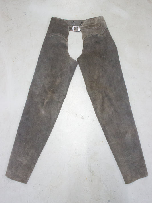 Vintage Gray Suede Western Cowboy Chaps (Medium)