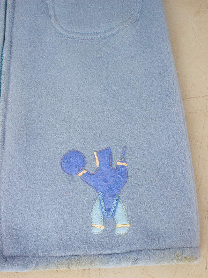 Vintage Inuvik Baby Blue Wool Winter Parka with Fox Fur Hood Made in Canadian Arctic (Size Large)