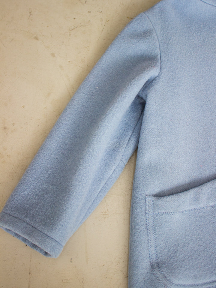 Vintage Inuvik Baby Blue Wool Winter Parka with Fox Fur Hood Made in Canadian Arctic (Size Large)