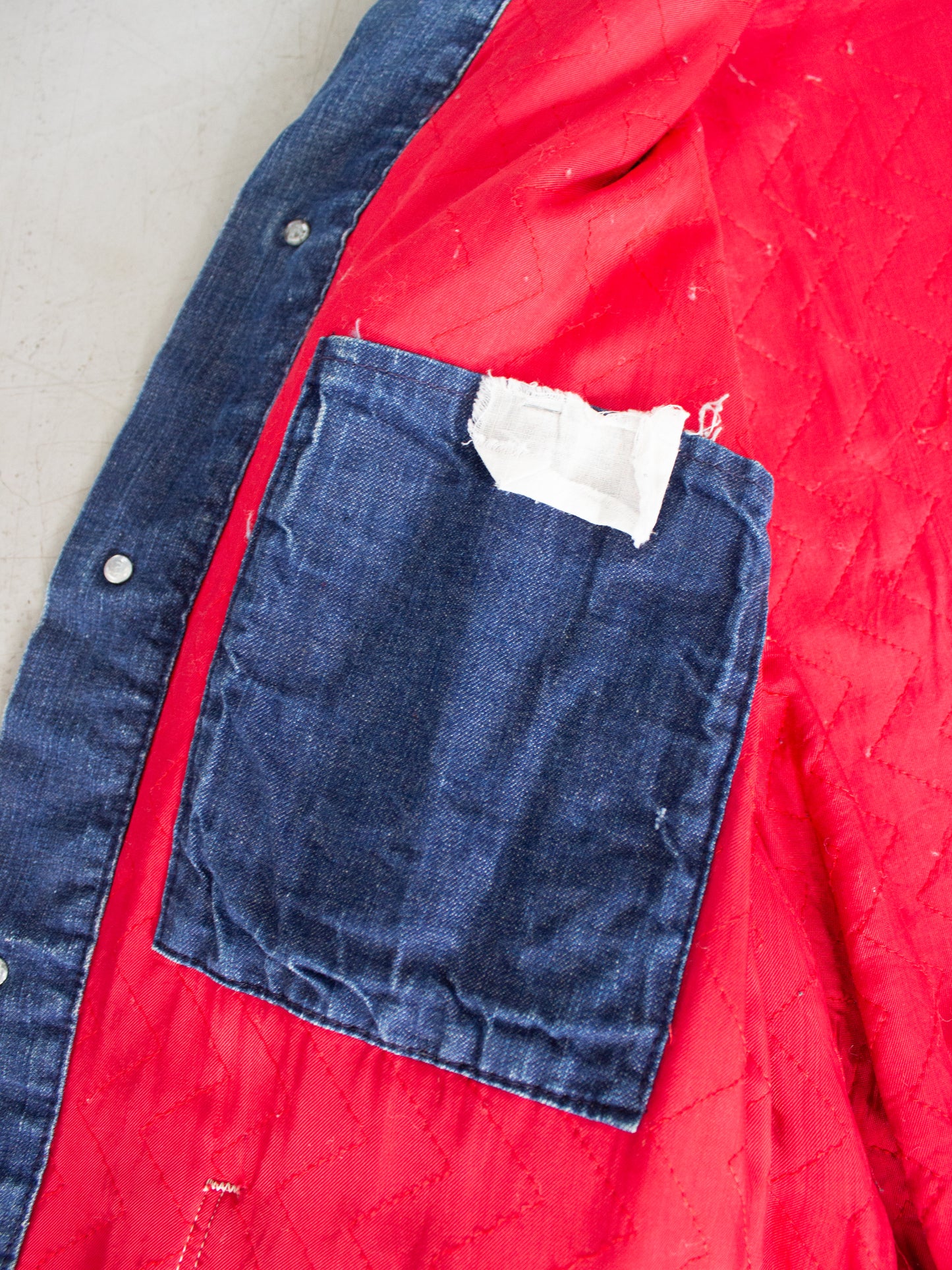 Vintage Quilted Lined Chore Denim Jacket With Harley Davidson Pin Medium