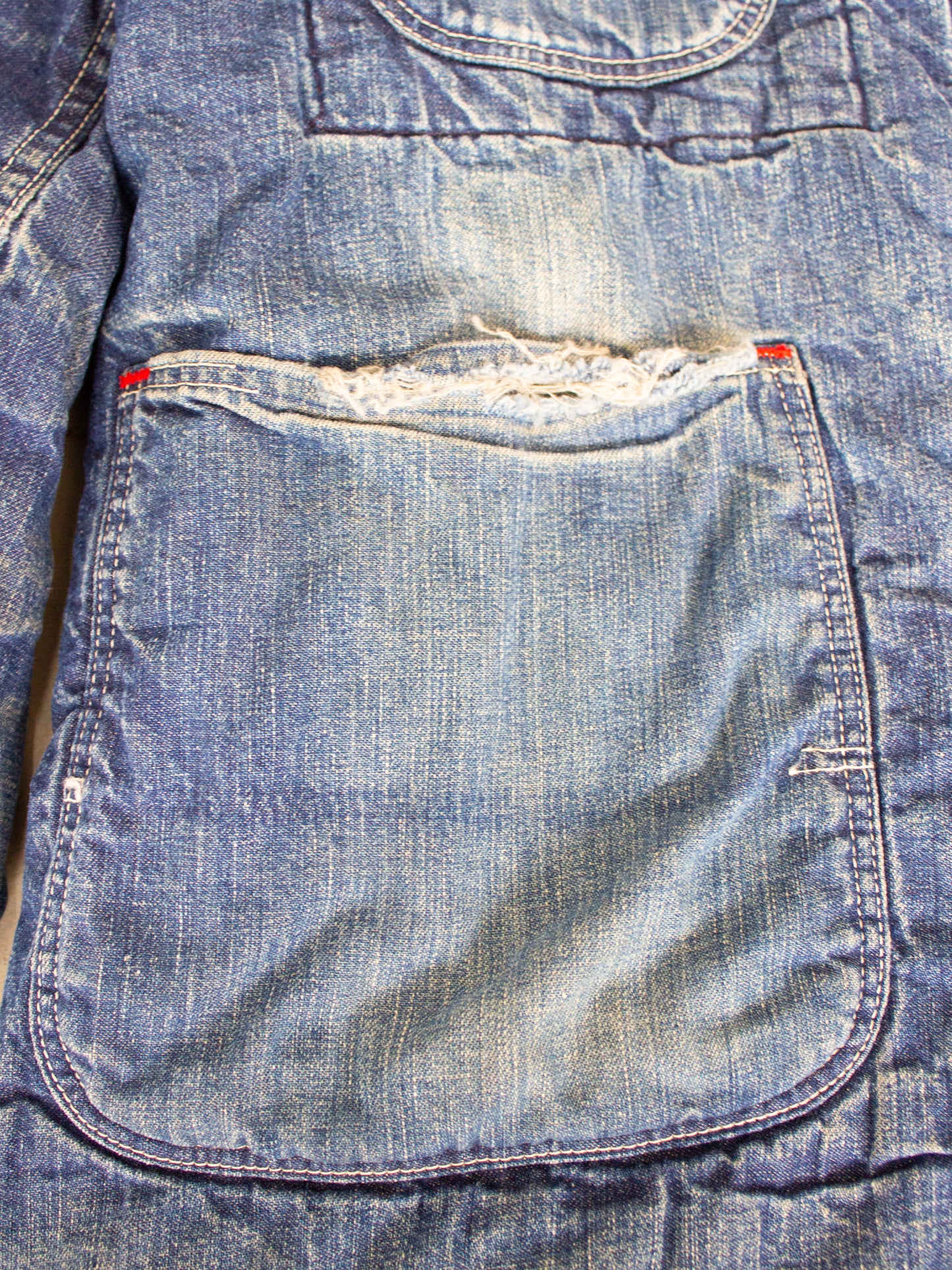 Vintage Quilted Lined Chore Denim Jacket With Harley Davidson Pin Medium