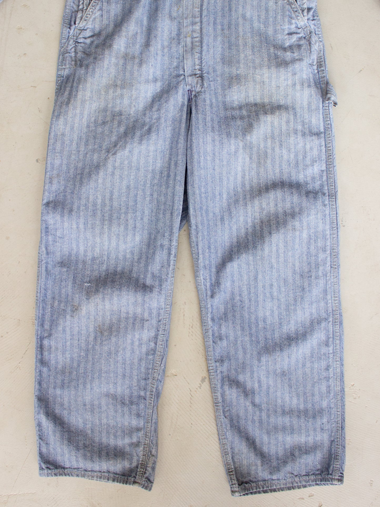 1970's Big Mac Herringbone Blue Cotton Coveralls Made In USA (Large - X Large)