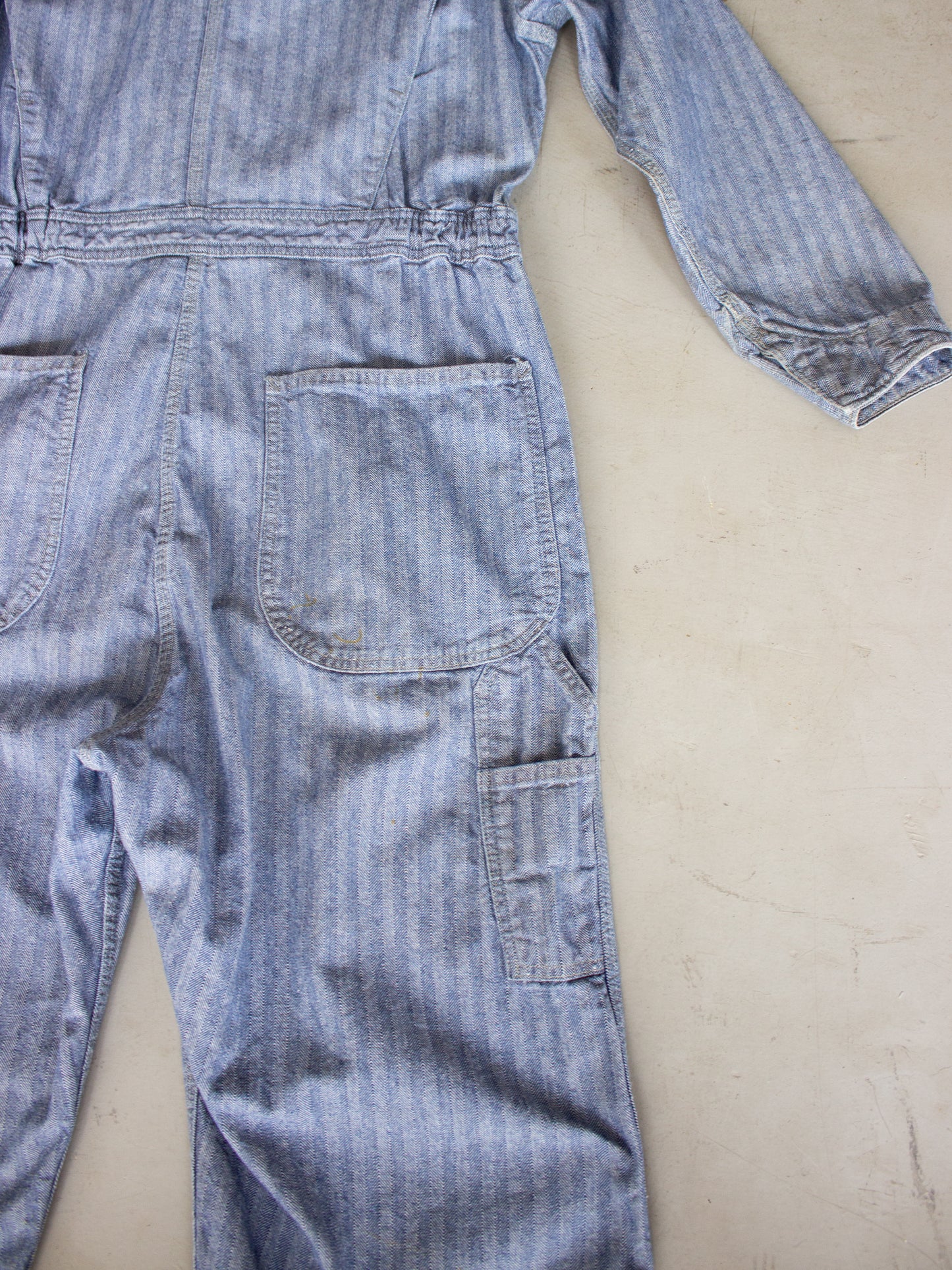 1970's Big Mac Herringbone Blue Cotton Coveralls Made In USA (Large - X Large)