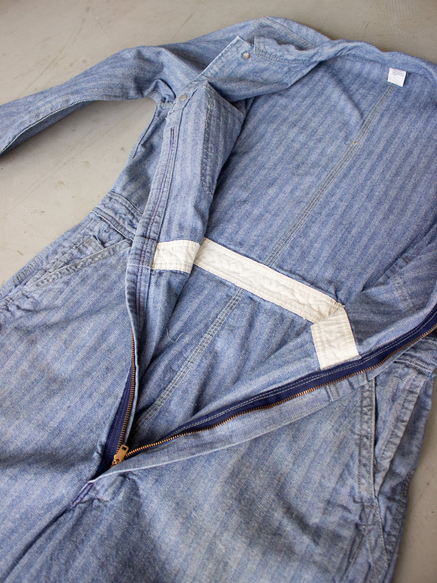 1970's Big Mac Herringbone Blue Cotton Coveralls Made In USA (Large - X Large)