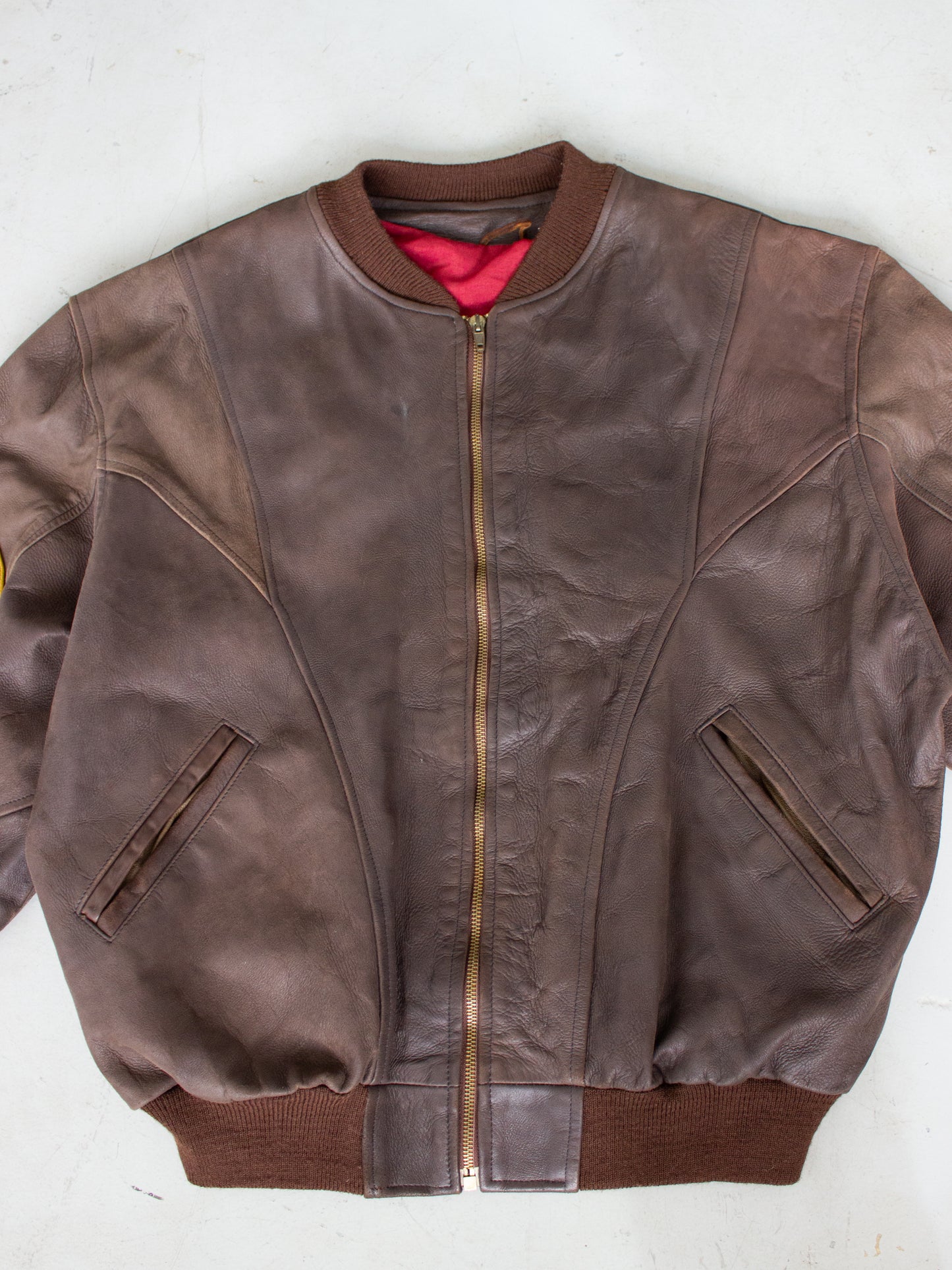 1990's 8 Ball Michael Hoban Style Leather Bomber Jacket Men's Medium
