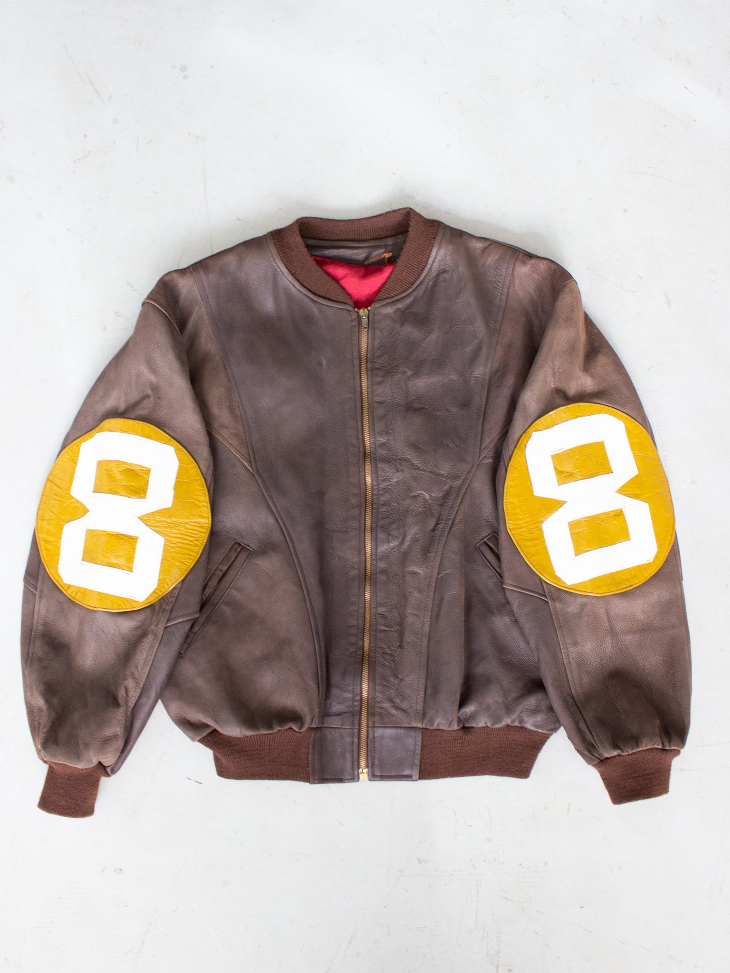 1990's 8 Ball Michael Hoban Style Leather Bomber Jacket Men's Medium