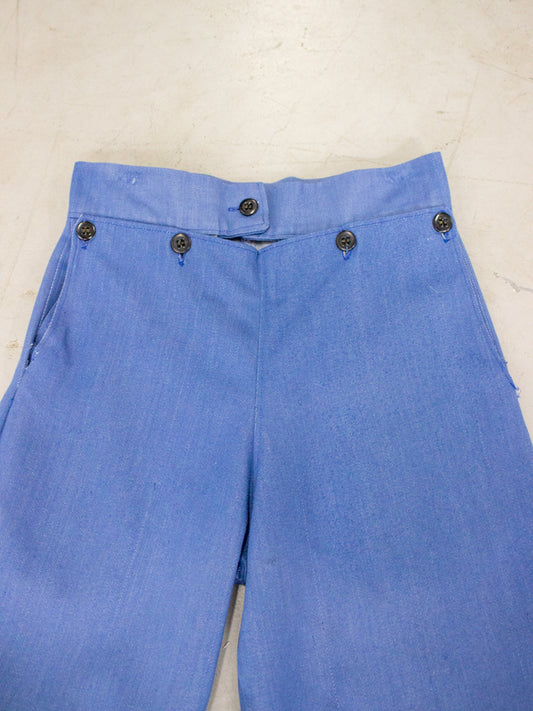 1930's-1940's Side Button Denim Jean Trousers (Size 26)