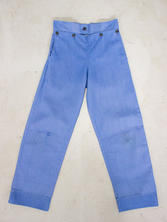 1930's-1940's Side Button Denim Jean Trousers (Size 26)