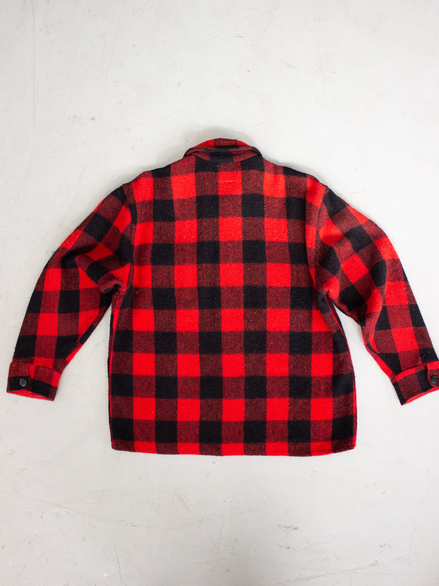 1940's Humphrey by Regent Red Buffalo Plaid Wool Flannel (Medium-Large)