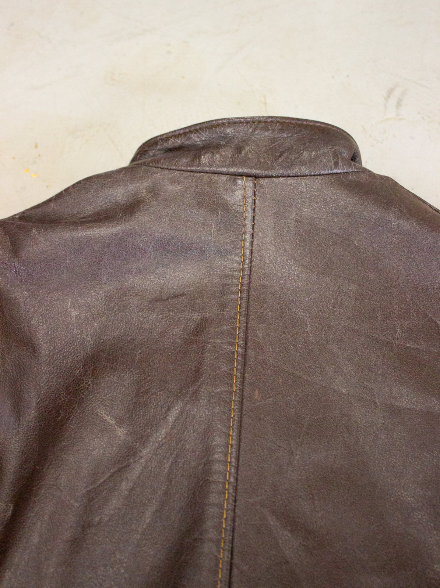 1950's- 1960's Brown Leather Cafe Racer Motorcycle Jacket Made in USA (Medium-Large)