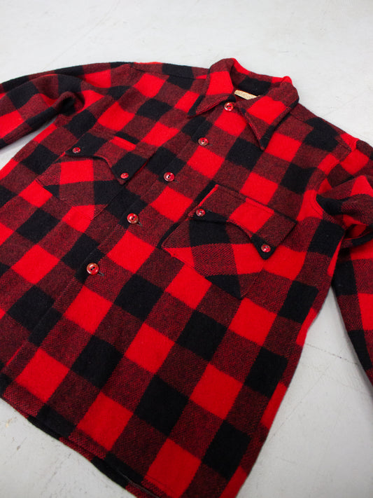 1950's-1960's Clifford Red Buffalo Plaid Wool Flannel (Medium-Large)