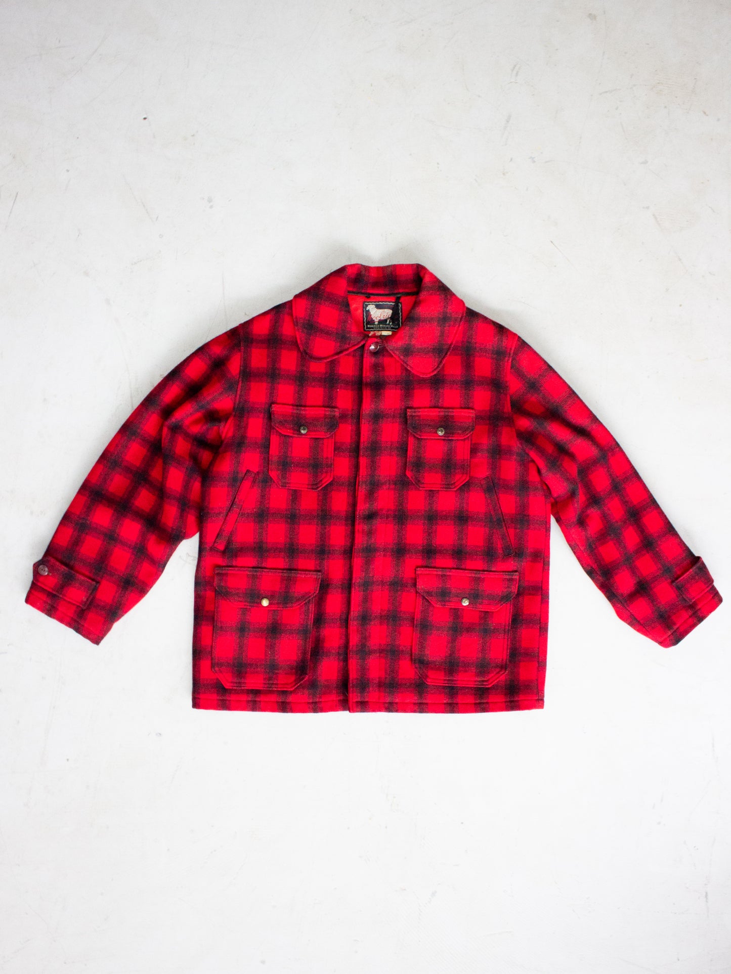 1950's-1960's Woolrich Red Buffalo Plaid Hunting Jacket Style 523 (X Large)